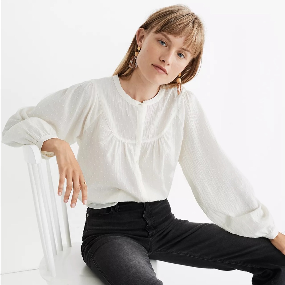 Balloon sleeve cream blouse